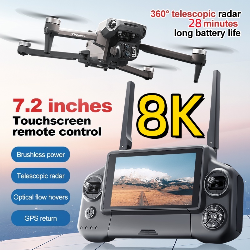 Drone Gimbal 3 Axis - 8K 3-Achsen-Gimbal Bürstenloser 7,2-Zoll-Touchscreen FPV-Fernbedienung Quadcopter
