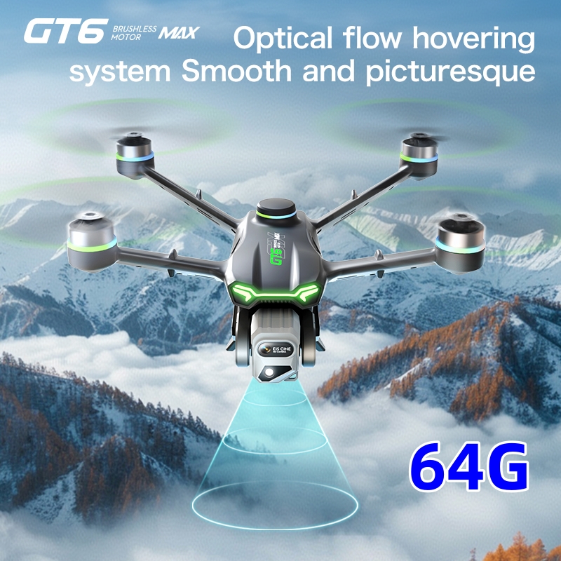Drone Gimbal 3 Axis - GT6 Professionelle Drohne mit Langstreckenflug-Akku, Quadcopter
